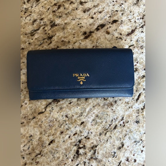 Prada blue multicolor continental long wallet in Saffiano leather - Picture 11 of 16